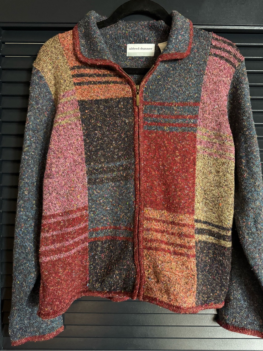 Alfred Dunner Patchwork Full-Zip Cardigan Petite PL